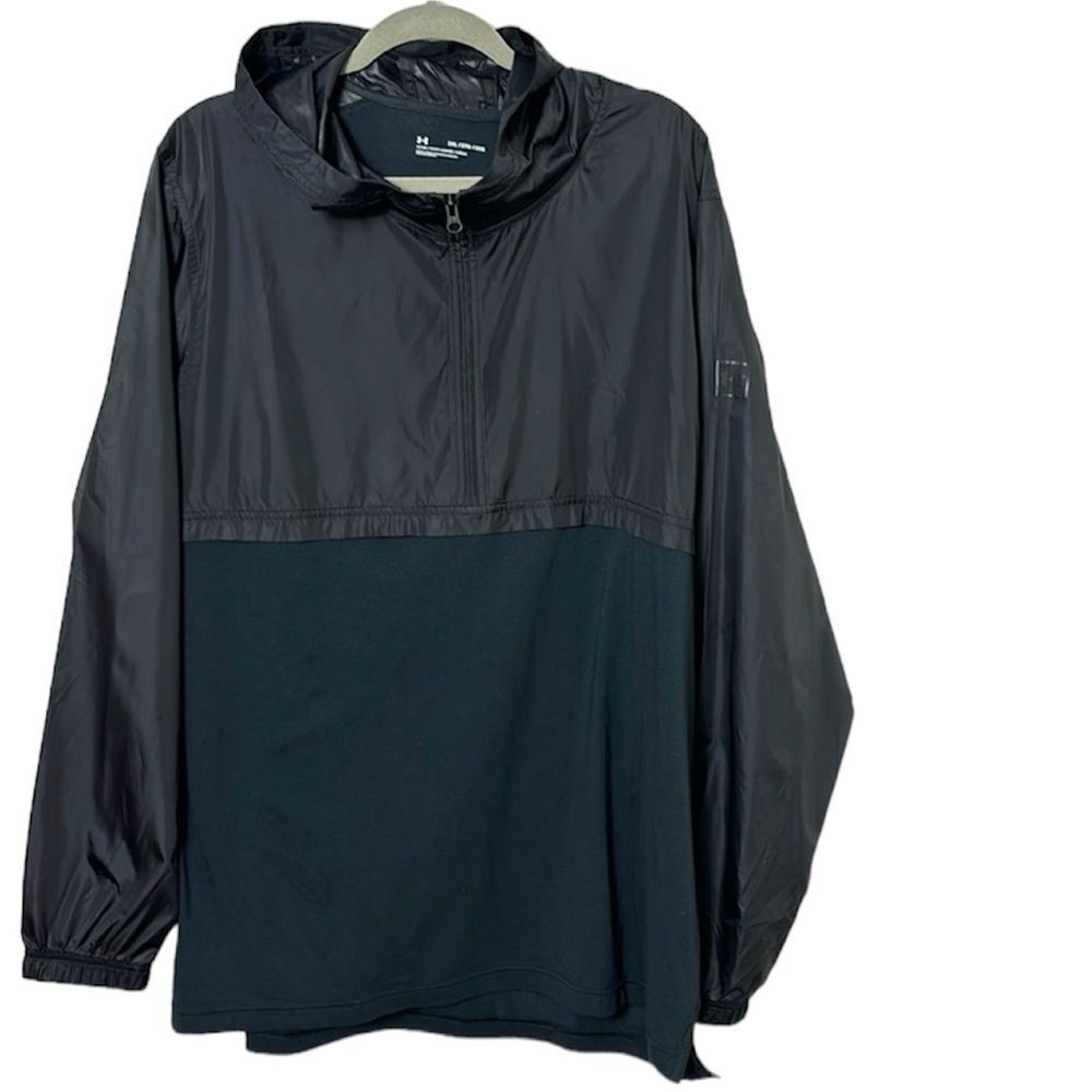 NEW NWT UNDER ARMOUR BLACK fitted hoodie jacket size 2XL lightweight windbreaker
